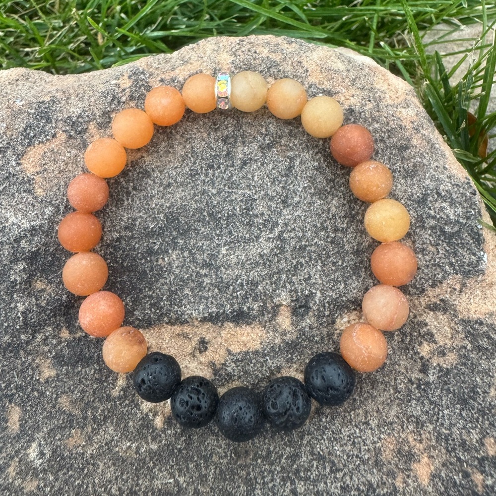 Elegant Orange and Black Beaded Bracelet